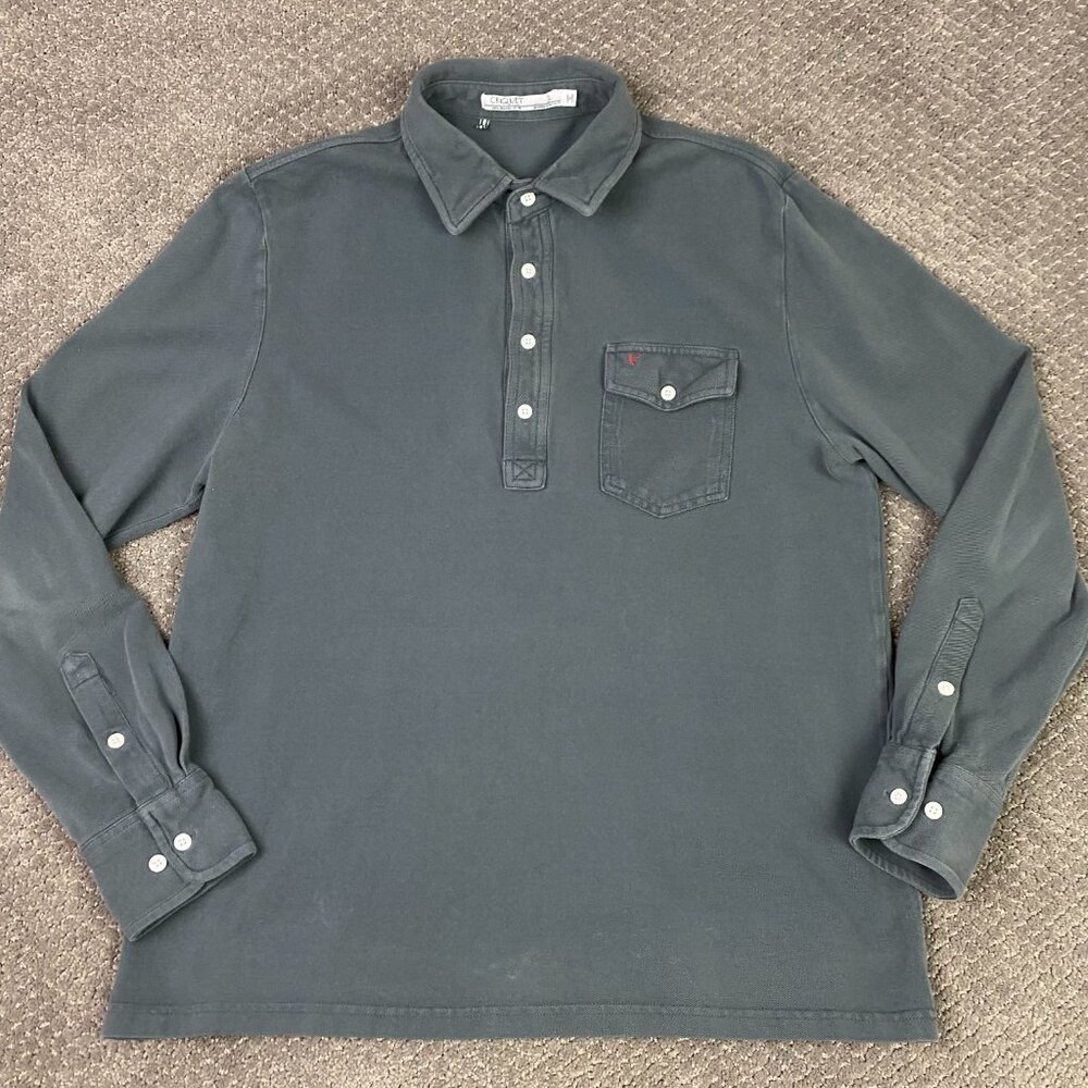 Criquet Polo Shirt Men's Large Long Sleeve 4 Button Organic Cotton